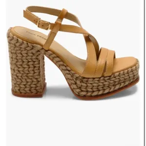 Free people farm jute leather platform tan sandals size 10 new in box natural