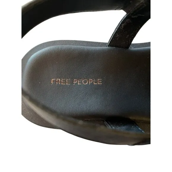 Free People Flora Black Leather Fisherman Sandals Size 11 NEW