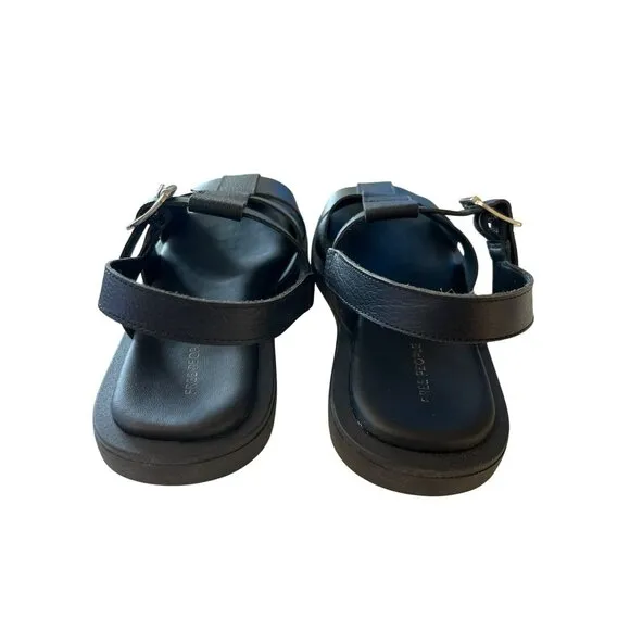 Free People Flora Black Leather Fisherman Sandals Size 11 NEW