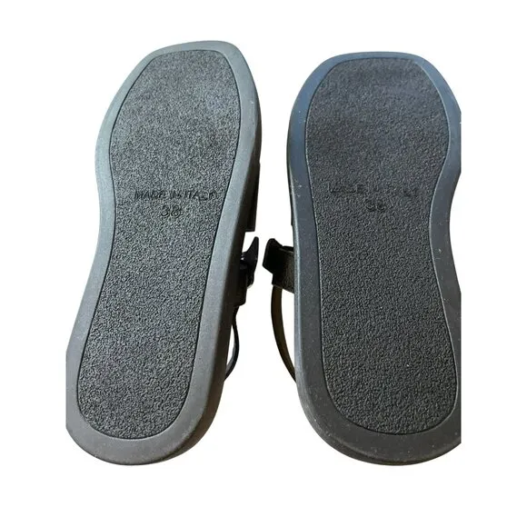 Free People Flora Black Leather Fisherman Sandals Size 7 NEW