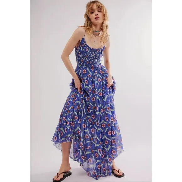 Free People FP One Ciella Maxi Dress Blue Small NWT Bohemian Fairy Floral Spring