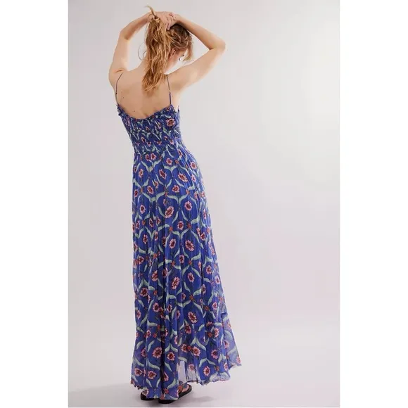 Free People FP One Ciella Maxi Dress Blue Small NWT Bohemian Fairy Floral Spring