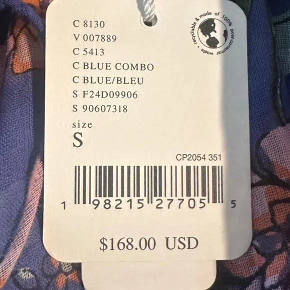 Free People FP One Ciella Maxi Dress Blue Small NWT Bohemian Fairy Floral Spring