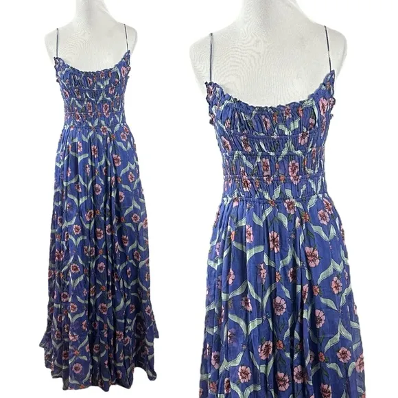 Free People FP One Ciella Maxi Dress Blue Small NWT Bohemian Fairy Floral Spring