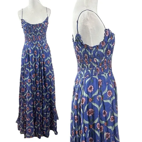 Free People FP One Ciella Maxi Dress Blue Small NWT Bohemian Fairy Floral Spring
