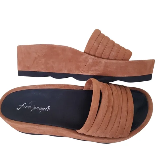Free People Kate Wedge Slide Sandals 39 Size 8.5 9