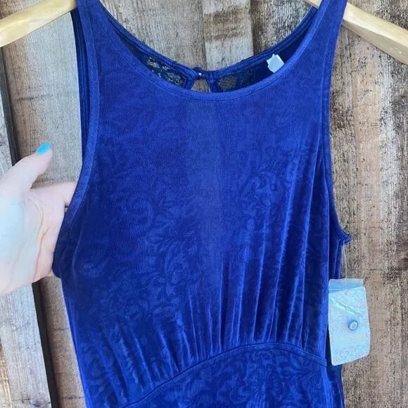 Free People Lady Jane Lace Cutout Jacquard Sleeveless Stretch Mini Skater Dress
