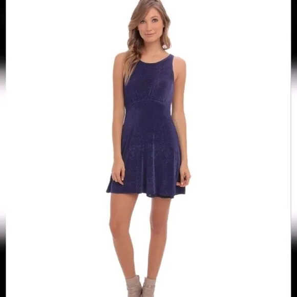 Free People Lady Jane Lace Cutout Jacquard Sleeveless Stretch Mini Skater Dress