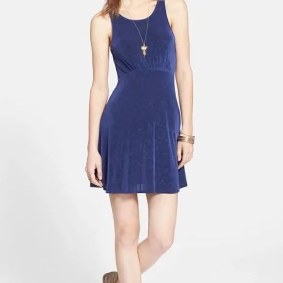 Free People Lady Jane Lace Cutout Jacquard Sleeveless Stretch Mini Skater Dress