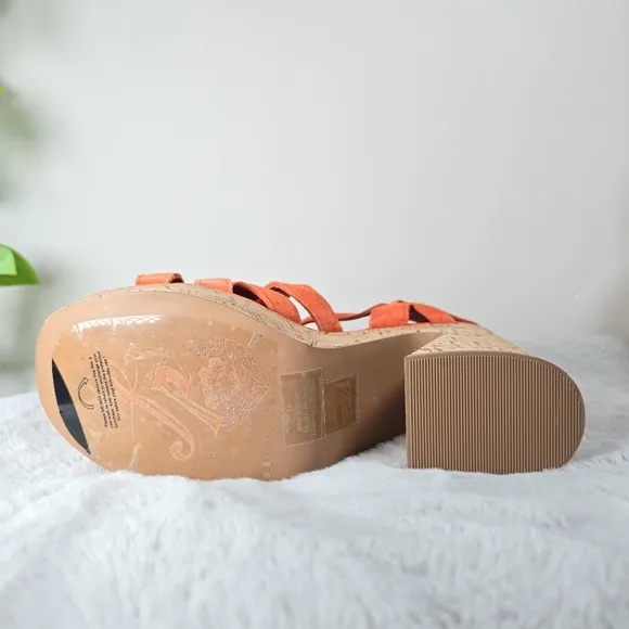 Free People Lisbon MJ Platform  Chunky Cork Platform Sandals Sunstar Orange 10