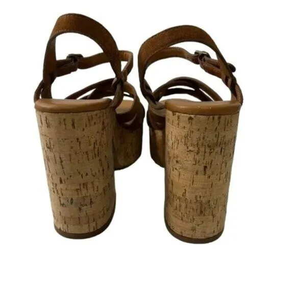 Free People Lisbon MJ Platform Sandals In Brandy Suede