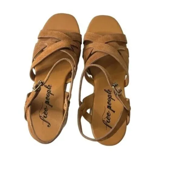 Free People Lisbon MJ Platform Sandals In Brandy Suede
