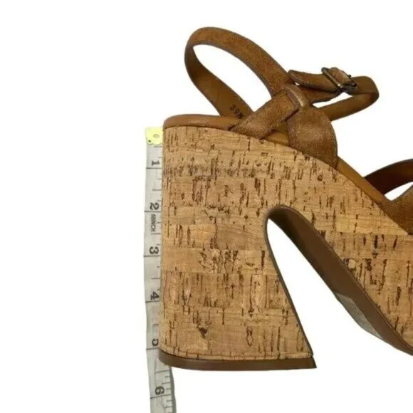 Free People Lisbon MJ Platform Sandals In Brandy Suede