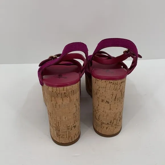 Free People Lisbon platform sandal chunky pink suede cork shoe boho new 39 9