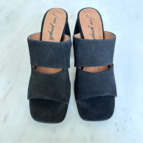 Free People Love is Everywhere Black Velvet Platform Sandals Women’s Size 11
