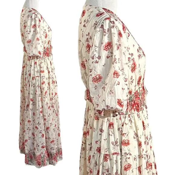 Free People Lysette Maxi Dress in Tea Combo Small Bohemian Gypsy Indian Cotton