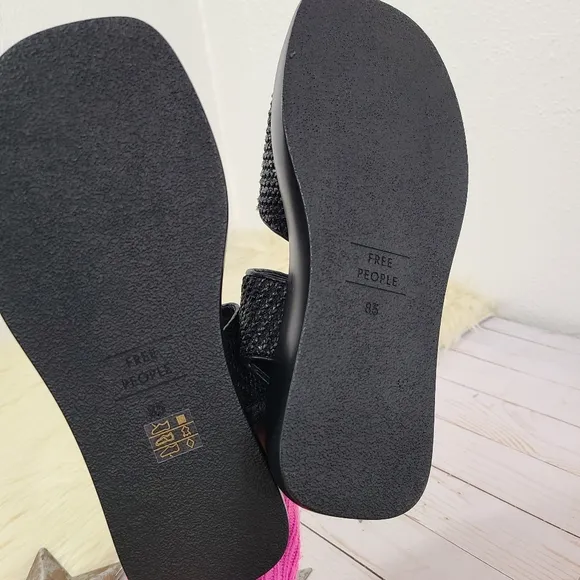 Free People Mandi Weave Sandals Black Flatform Woven Size 8.5 New NWOB