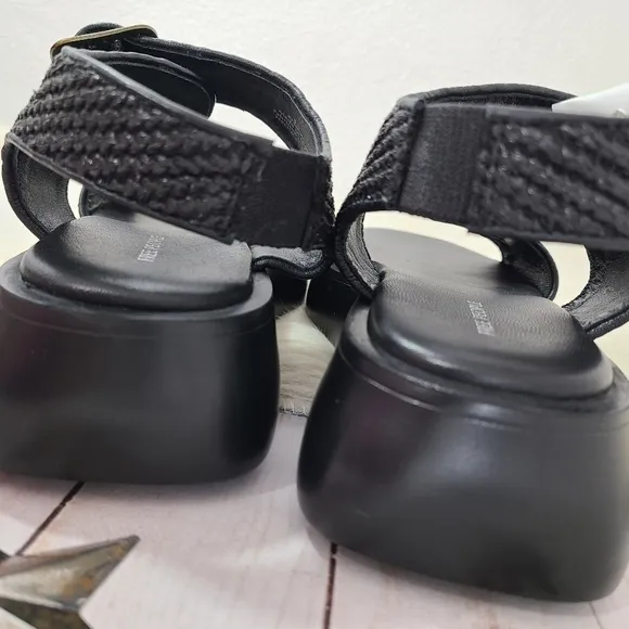 Free People Mandi Weave Sandals Black Flatform Woven Size 8.5 New NWOB