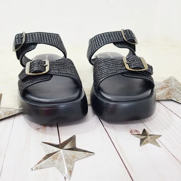 Free People Mandi Weave Sandals Black Flatform Woven Size 8.5 New NWOB