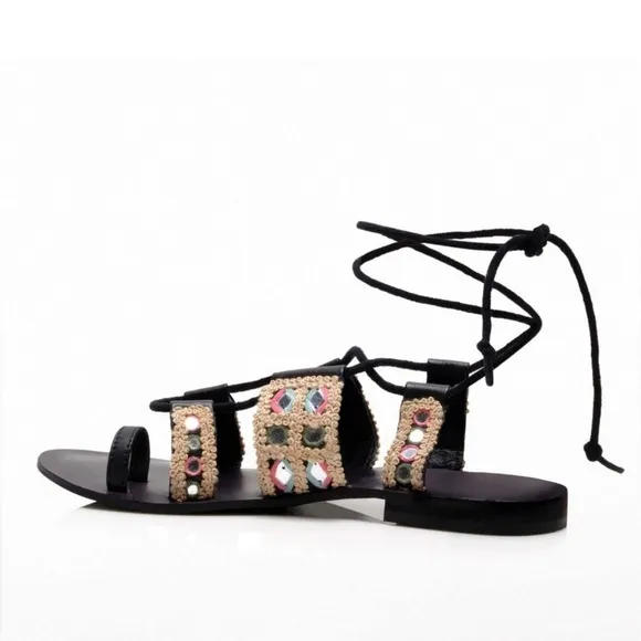 FREE PEOPLE NWOB Mantra Mirror Sandals / Black