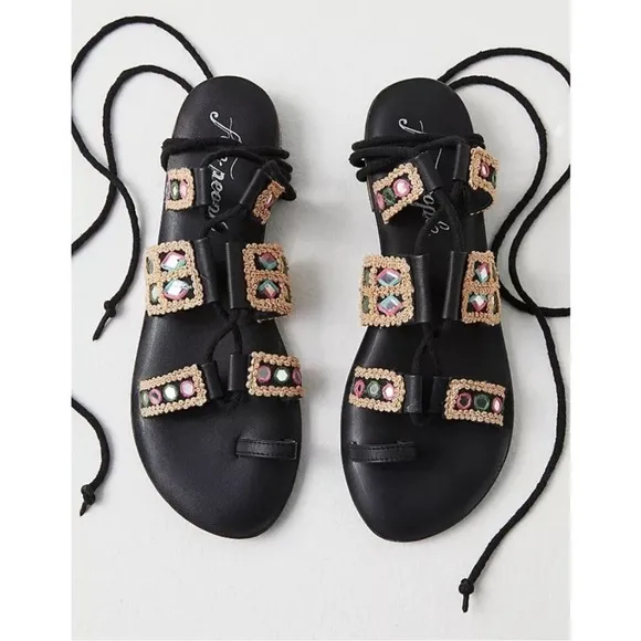 FREE PEOPLE NWOB Mantra Mirror Sandals / Black