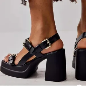 Free People Pamela Double Stack Sandals Platform Heels Womens US 10 / EU40