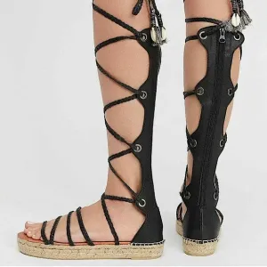 Free People rare Bondi seashell red leather lace up platform sandals size 36