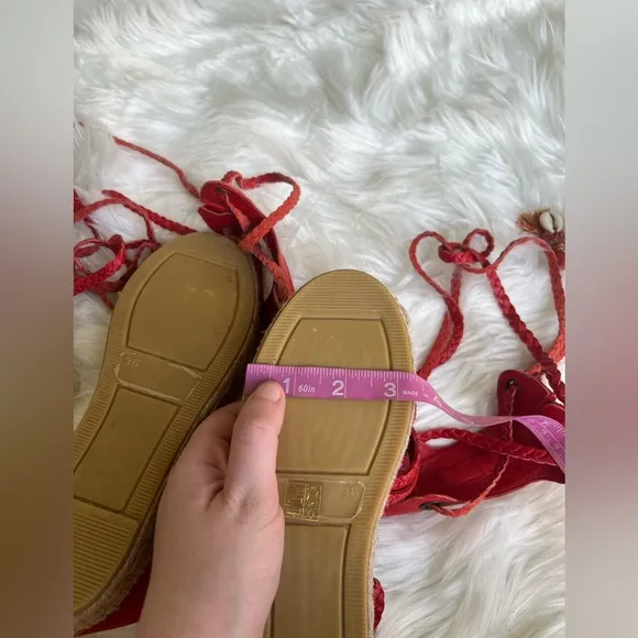 Free People rare Bondi seashell red leather lace up platform sandals size 36