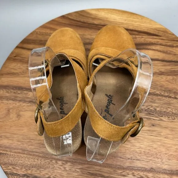 Free People Sandals Womens 10 / 41 Suede Park Circle Platform Chunky Wood Clogs