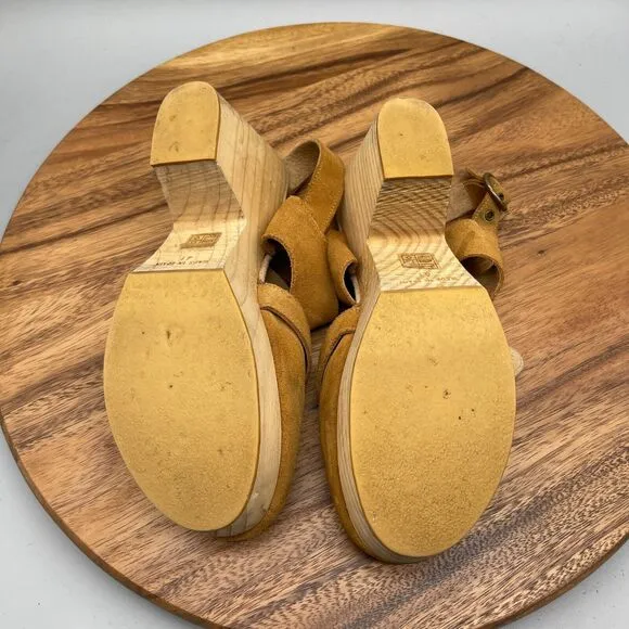 Free People Sandals Womens 10 / 41 Suede Park Circle Platform Chunky Wood Clogs