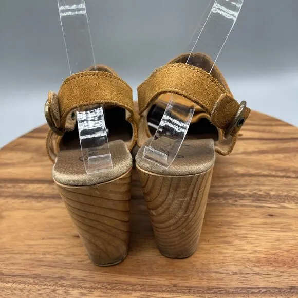 Free People Sandals Womens 10 / 41 Suede Park Circle Platform Chunky Wood Clogs