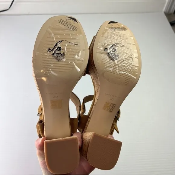 Free People Sandals womens 10  boho Tan Brooke Platform Suede Strap Block Sandal