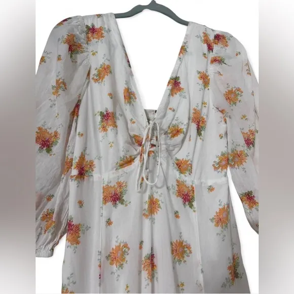 Free People Sea Glass Maxi Dress | Ivory &amp; Orange Floral | Size 8