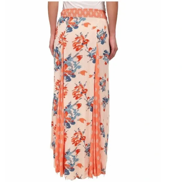 Free People: Show You Off Floral Raw Hem Hi-Low Maxi Skirt (NWOT) Size SMALL