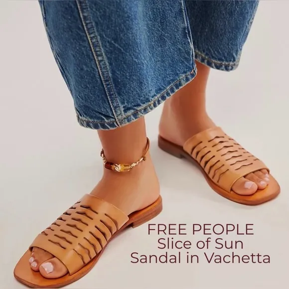 🌻🆕FREE PEOPLE Slice of Sun Sandal in Vachetta-Size 7.5 &amp; 8