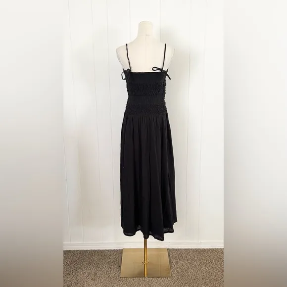 Free People Sparkling Drop-Waist Moment Midi Dress Size Small Black