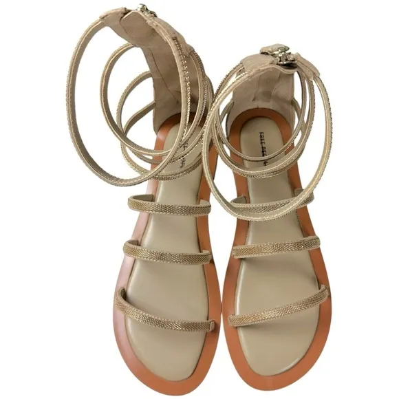 Free People Suede Leather Theia Gladiator Sandals in Natural Tan Size 9 NIB NEW