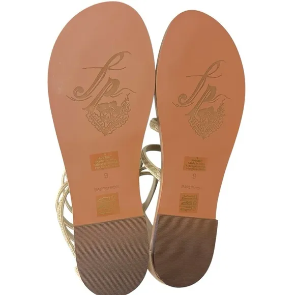 Free People Suede Leather Theia Gladiator Sandals in Natural Tan Size 9 NIB NEW