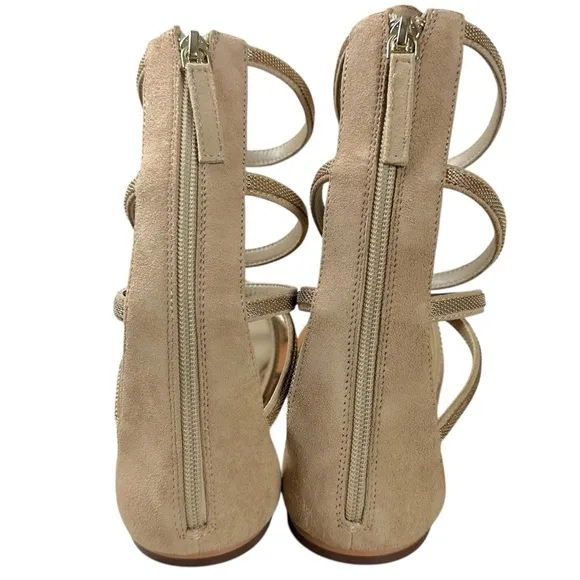 Free People Suede Leather Theia Gladiator Sandals in Natural Tan Size 9 NIB NEW