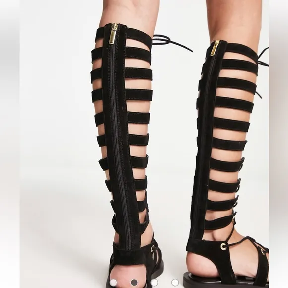 Free People sun chaser tall gladiator sandals in black. New in box. Size 8