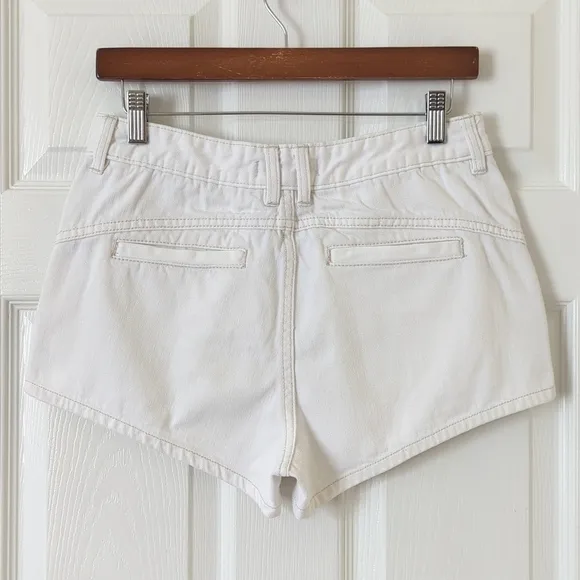 Free People Sweet Surrender Floral Lace Trim High Waisted Denim Shorts White 28