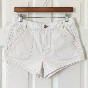 Free People Sweet Surrender Floral Lace Trim High Waisted Denim Shorts White 28