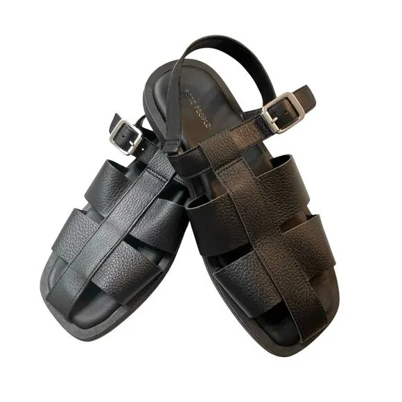 Free People Women's Black Leather Flora Fisherman Sandals Size 41 (10 US) NEW