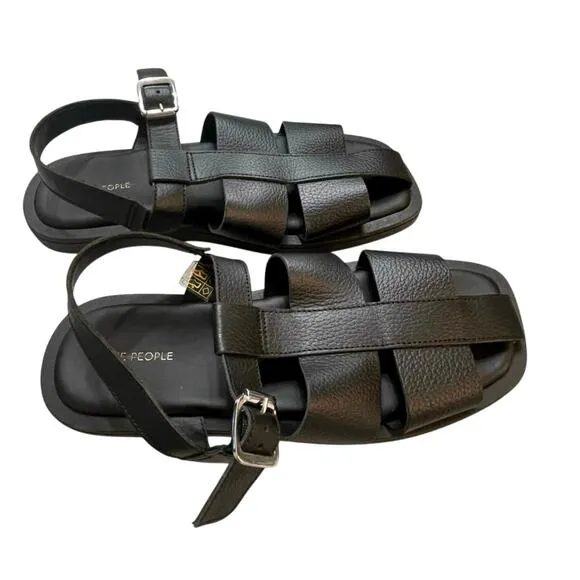 Free People Women's Black Leather Flora Fisherman Sandals Size 41 (10 US) NEW