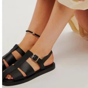 Free People Women's Black Leather Flora Fisherman Sandals Size 41 (10 US) NEW