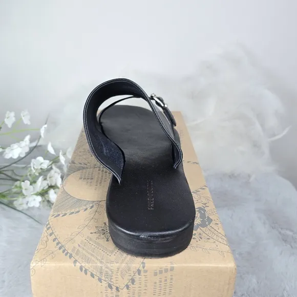 Free People Women's Leather Mila Minimal Sandals Buckle Strap Black Size 10 New