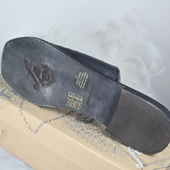 Free People Women's Leather Slice Of Sun Sandals Black Fishermen Size 10 New