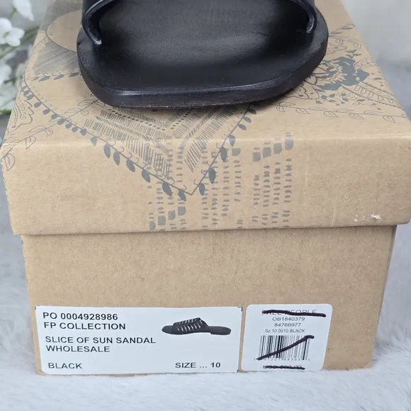 Free People Women's Leather Slice Of Sun Sandals Black Fishermen Size 10 New