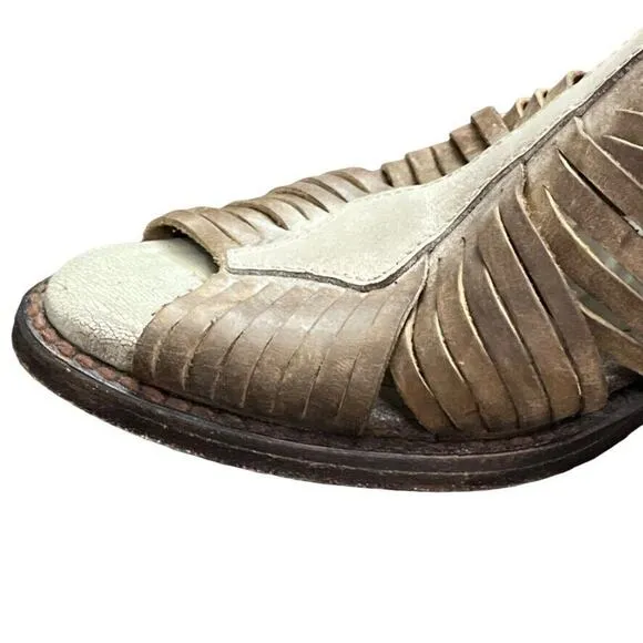 Freebird by Steven Arrow Womens Leather Block Heel Open Toe Booties Sandals sz 6
