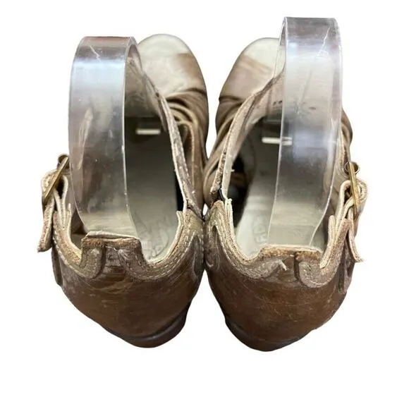 Freebird by Steven Arrow Womens Leather Block Heel Open Toe Booties Sandals sz 6